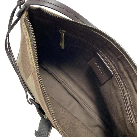 Auth BALLY - Dark Brown Beige Multi Jacquard Leather Shoulder Bag - Picture 7 of 8